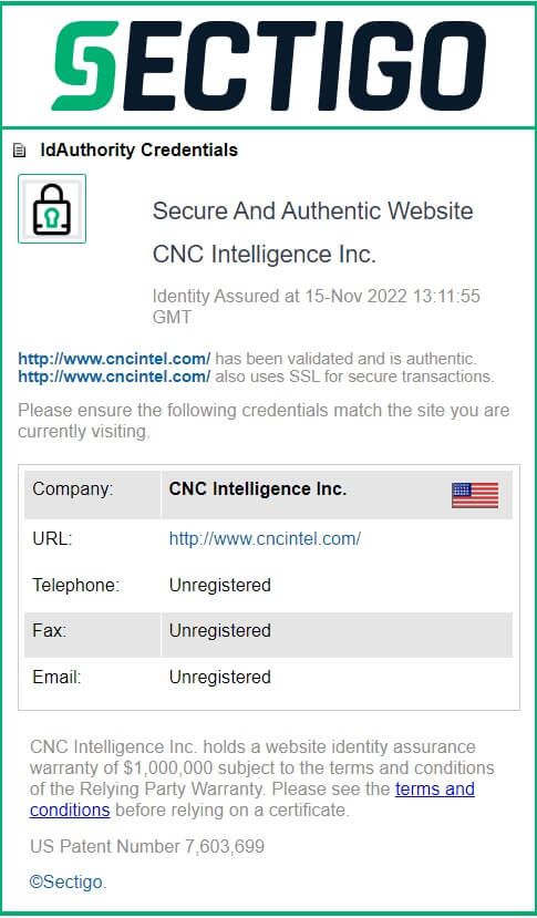 Screenshot of Sectigo website showing that ciaglobalintel.com is a secure and authentic domain